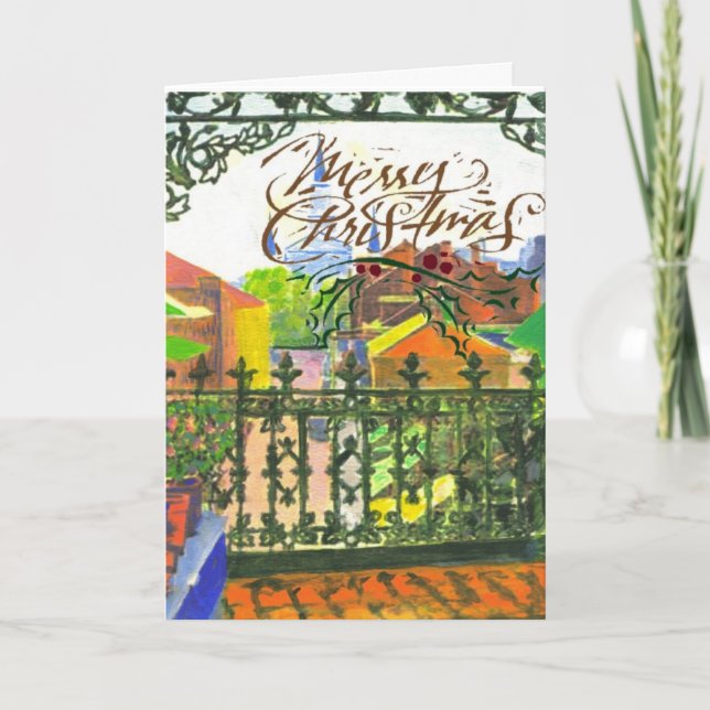 French Quarter Balcony Holiday Card (Front)