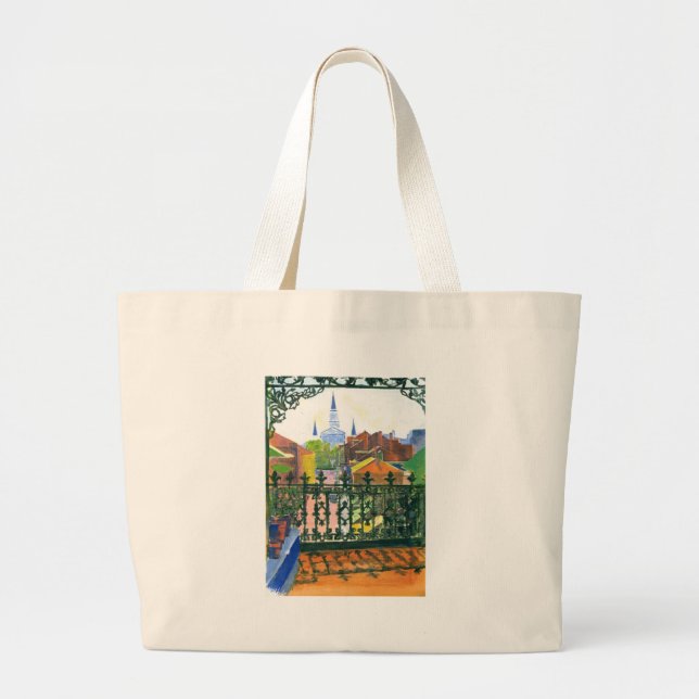 French Quarter Balcony Large Tote Bag (Front)