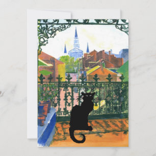 French Quarter Balcony with Black Cat Card