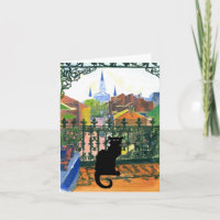 French Quarter Balcony with Black Cat