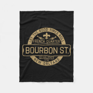 French Quarter Bourbon St New Orleans Fleur De Lis Fleece Blanket