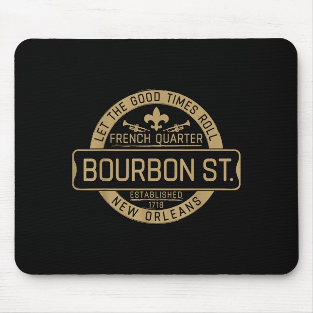 French Quarter Bourbon St New Orleans Fleur De Lis Mouse Mat (Front)
