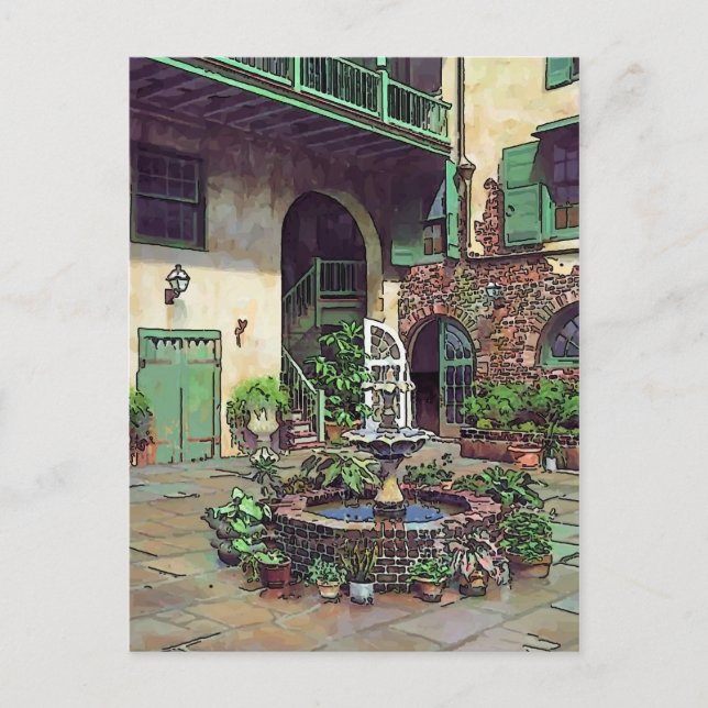 French Quarter Courtyard, New Orleans Postcard (Front)
