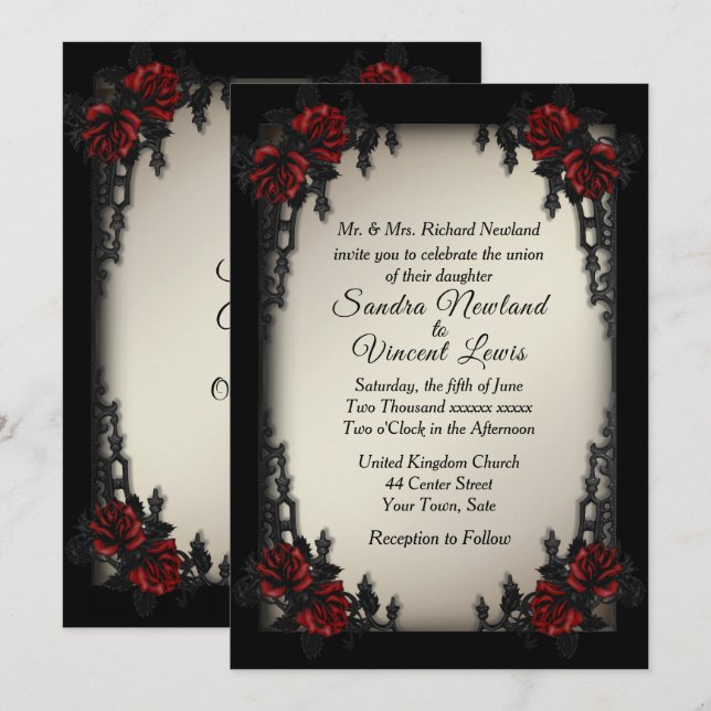 French Quarter Goth Antique Gold Wedding   Invitation (Front/Back)