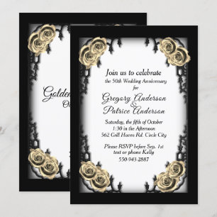 French Quarter Goth Gold Rose Anniversary  Invitation