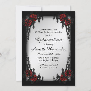 French Quarter Goth Silver Quinceañera  Invitation