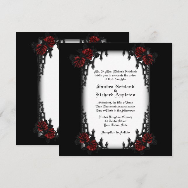 French Quarter Goth Theme Wedding Invitation (Front/Back)