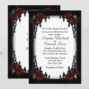 French Quarter Goth White Wedding  Invitation