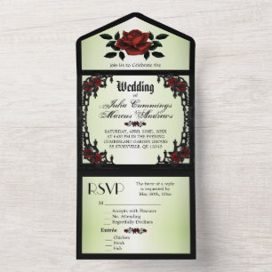 French Quarter Gothic Olive All In One Invitation