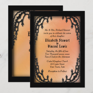 French Quarter Gothic Orange Wedding Theme Invitation