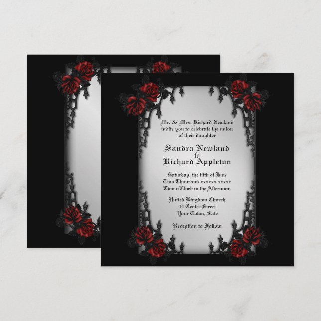French Quarter Iron Goth Theme Wedding Invitation (Front/Back)