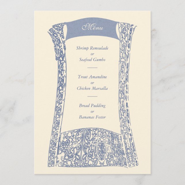French Quarter Ironwork Wedding Event Menu (Front)