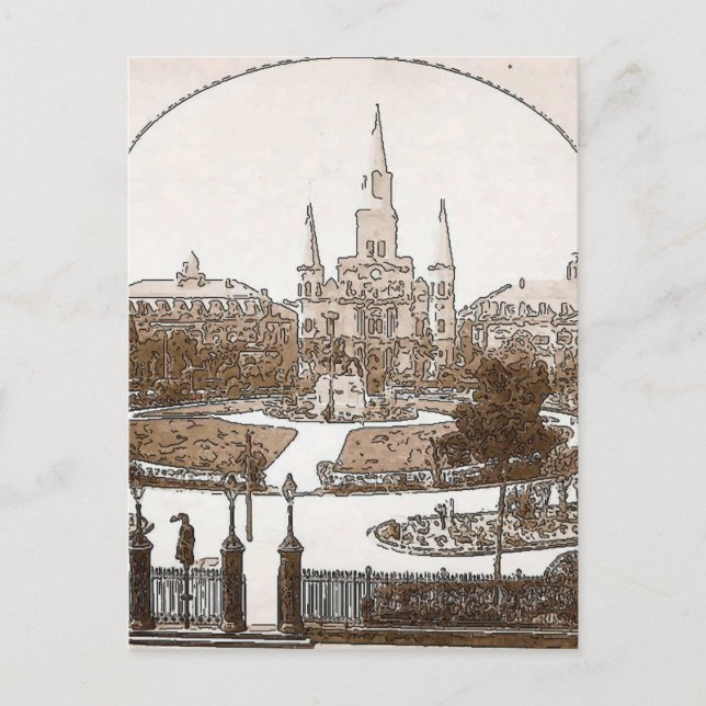 French Quarter Lace Jackson Square 1925 Postcard (Front)