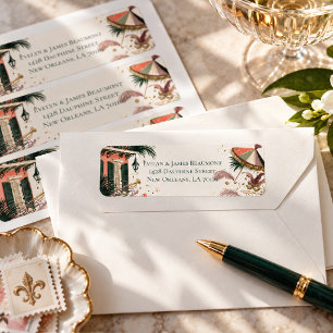 French Quarter Mardi Gras Watercolor Address