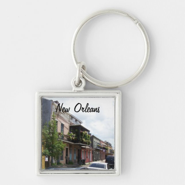 French Quarter Street View New Orleans Louisiana Key Ring (Front)