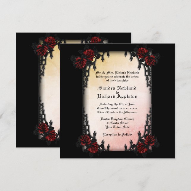 French Quarter Victorian / Goth Theme Wedding Invitation (Front/Back)