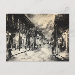 French Quarter Vintage Charcoal Postcard