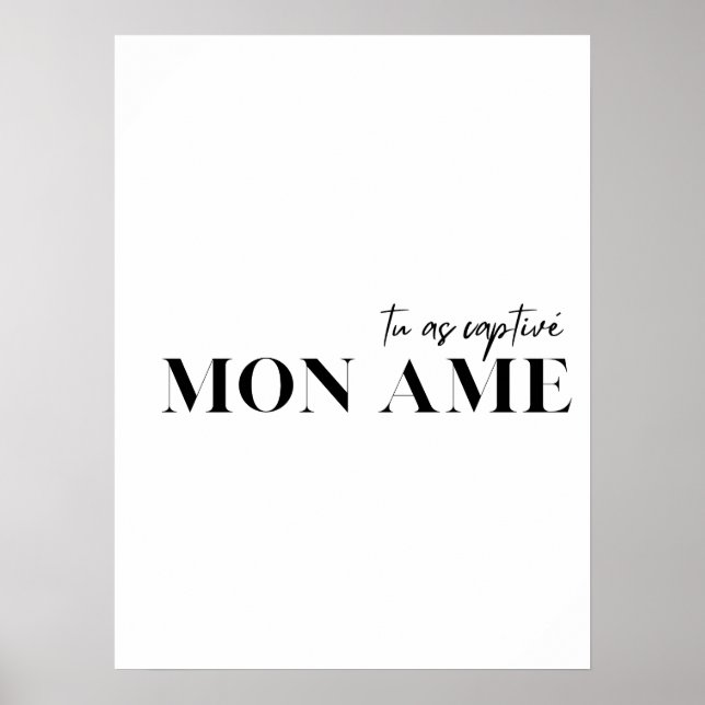 French Quote. Tu as captive mon ame" Poster (Front)