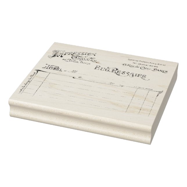 French Receipt Vintage Rubber Stamp (Stamp)