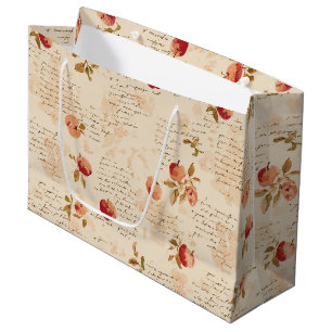 French Red Apples Bridal Shower Large Gift Bag