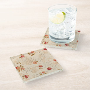 French Red Apples Glass Coaster