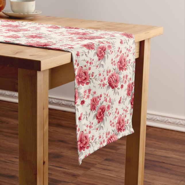 French Red Chic: Distressed Elegance at Its Finest Long Table Runner (In Situ)
