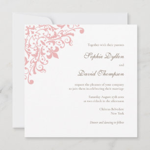 French Regency Pink Fleur de Lis Square Invitation