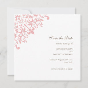 French Regency Pink Fleur de Wedding Save The Date