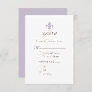 French Regency Purple Fleur de Lis Chic RSVP Card