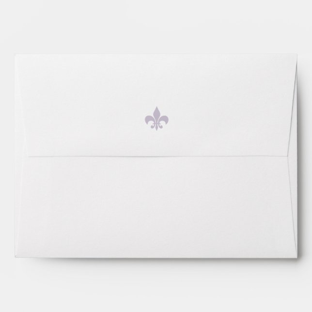 French Regency Purple Fleur de Lis Pattern Wedding Envelope (Back (Top Flap))