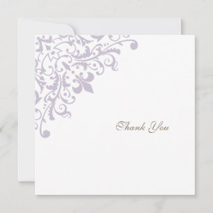 French Regency Purple Fleur de Lis Square Wedding Thank You Card