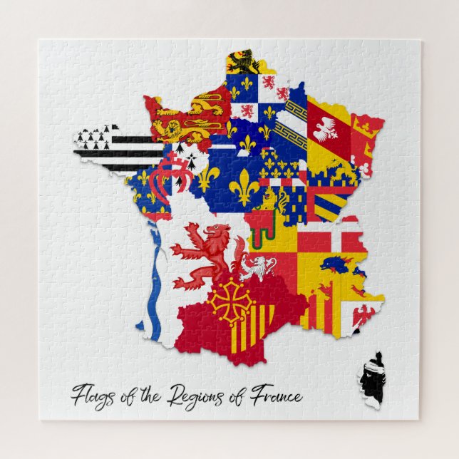 French Regions Flags Map, France, Educational Jigsaw Puzzle (Horizontal)