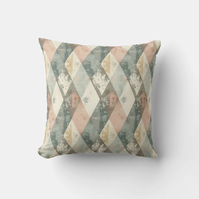 French Retro Harlequin Throw Pillow (Front)