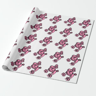 French Retro Pink Poodles Wrapping Paper