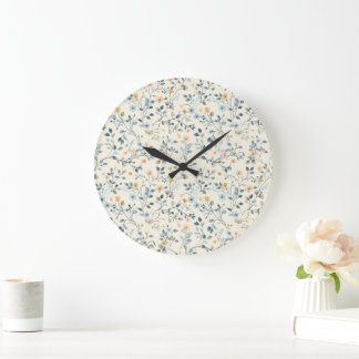 French Retro Spring Botanical Floral Wall Clock
