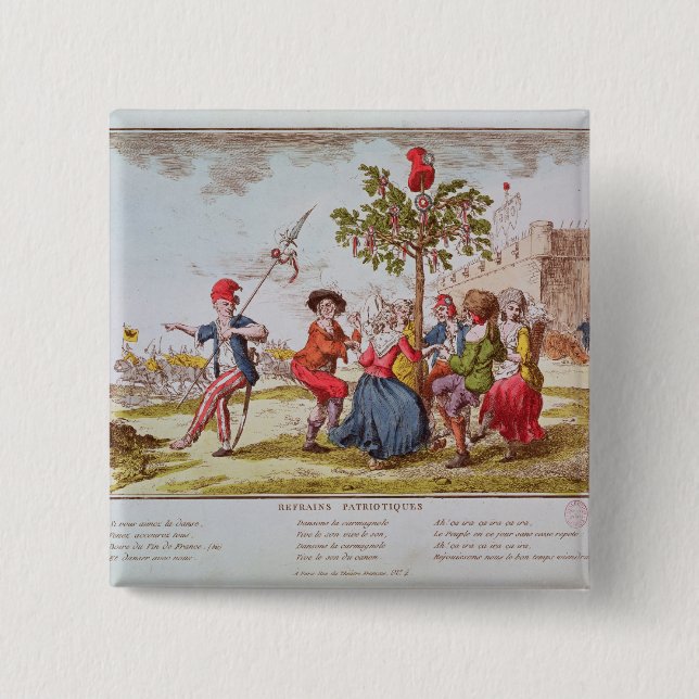 French revolutionaries dancing the carmagnole 15 cm square badge (Front)