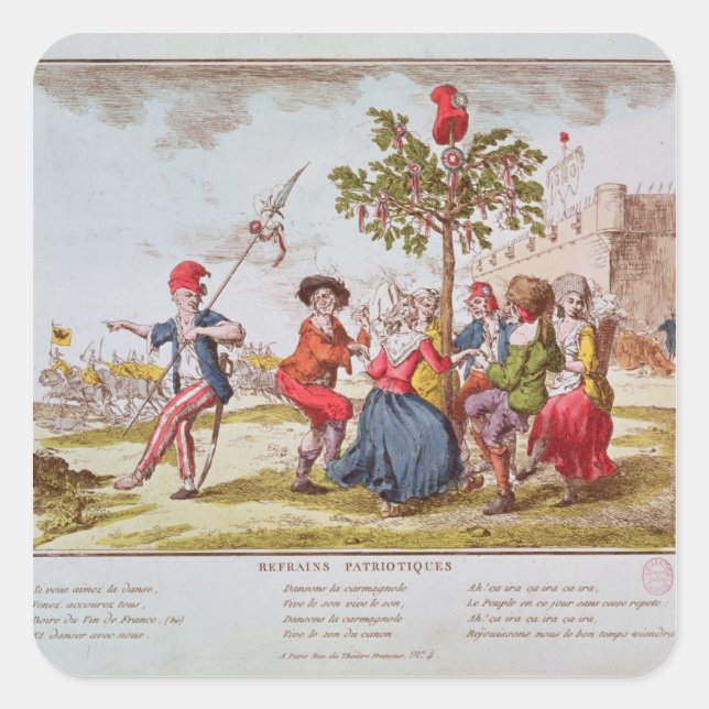 French revolutionaries dancing the carmagnole square sticker (Front)