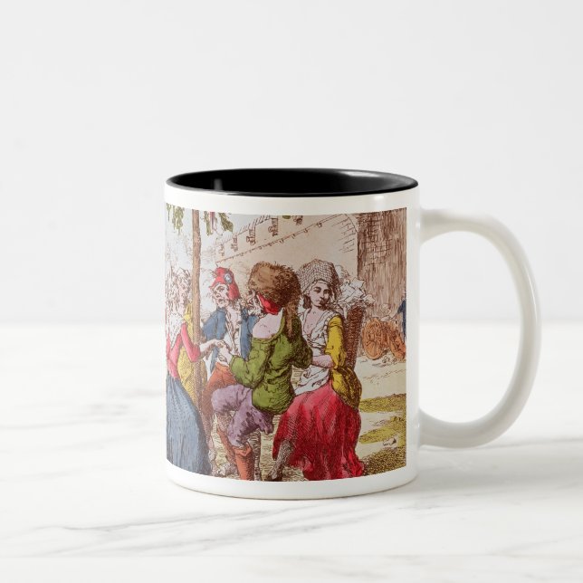 French revolutionaries dancing the carmagnole Two-Tone coffee mug (Right)