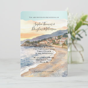 French Riviera Beach Coastal Wedding Invitation