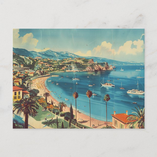 French Riviera, France Art Deco Travel Postcard (Front)