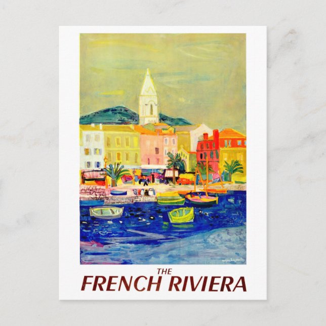 French riviera, France, painting, art, vintage Postcard (Front)