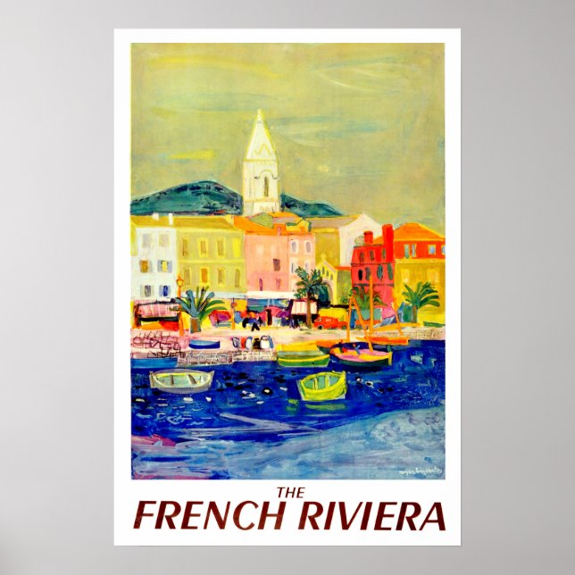 French riviera, France, painting, art, vintage Poster (Front)