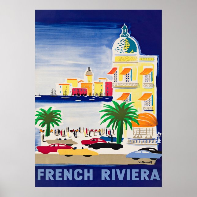 French Riviera, France Vintage Travel Poster (Front)