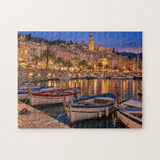 French Riviera Mediterranean Harbour at Twilight Jigsaw Puzzle