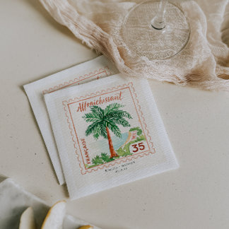 French Riviera Palm Stamp | Destination Wedding Napkin