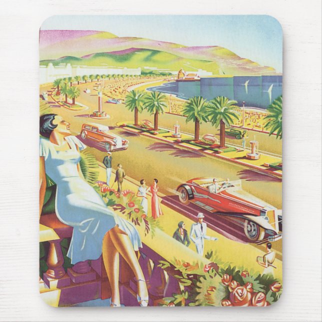 French Riviera Poster Mouse Mat (Front)