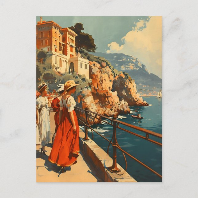 French Riviera Promenade: Vintage Postcard (Front)