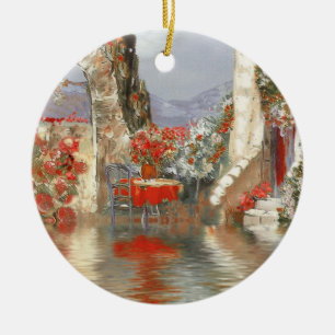 French Riviera Scenery Ceramic Tree Decoration