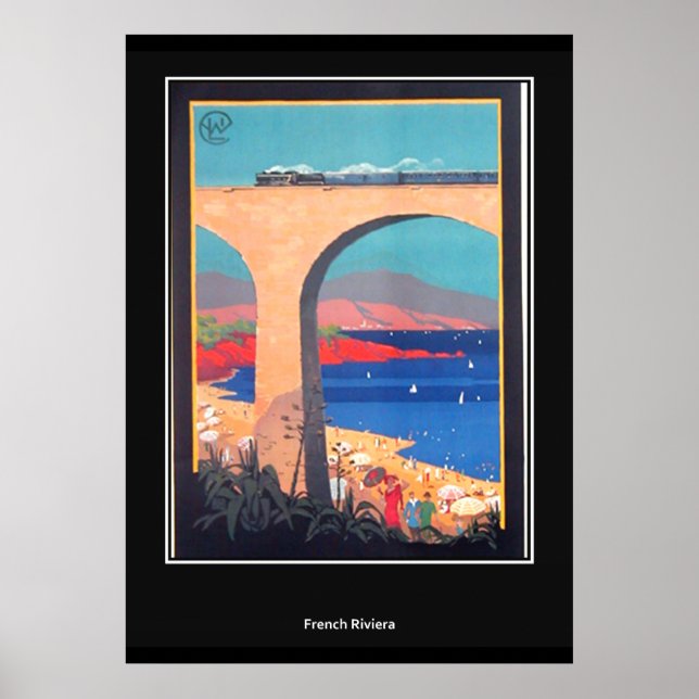 French Riviera vintage Retro Print (Front)