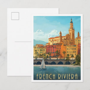 French Riviera Vintage Travel  Postcard
